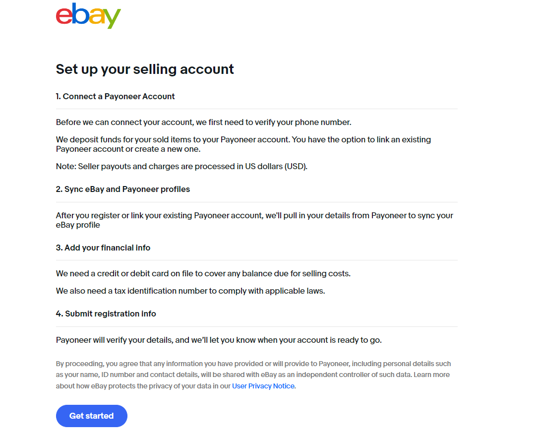 eBay Seller Registration: Step 3-Setup Your Selling Account