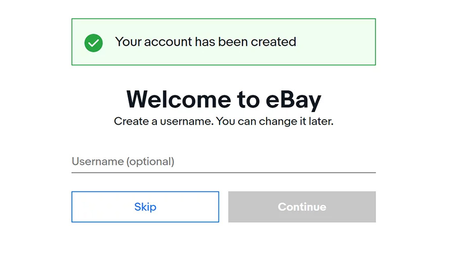 eBay Seller Registration: Step 2-Your Account Has Been Created