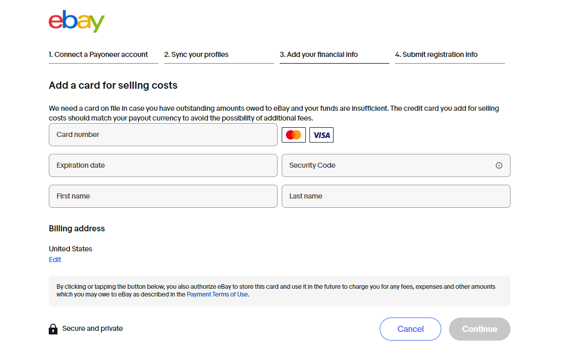 eBay Seller Registration: Step 5- Add Your Financial Information