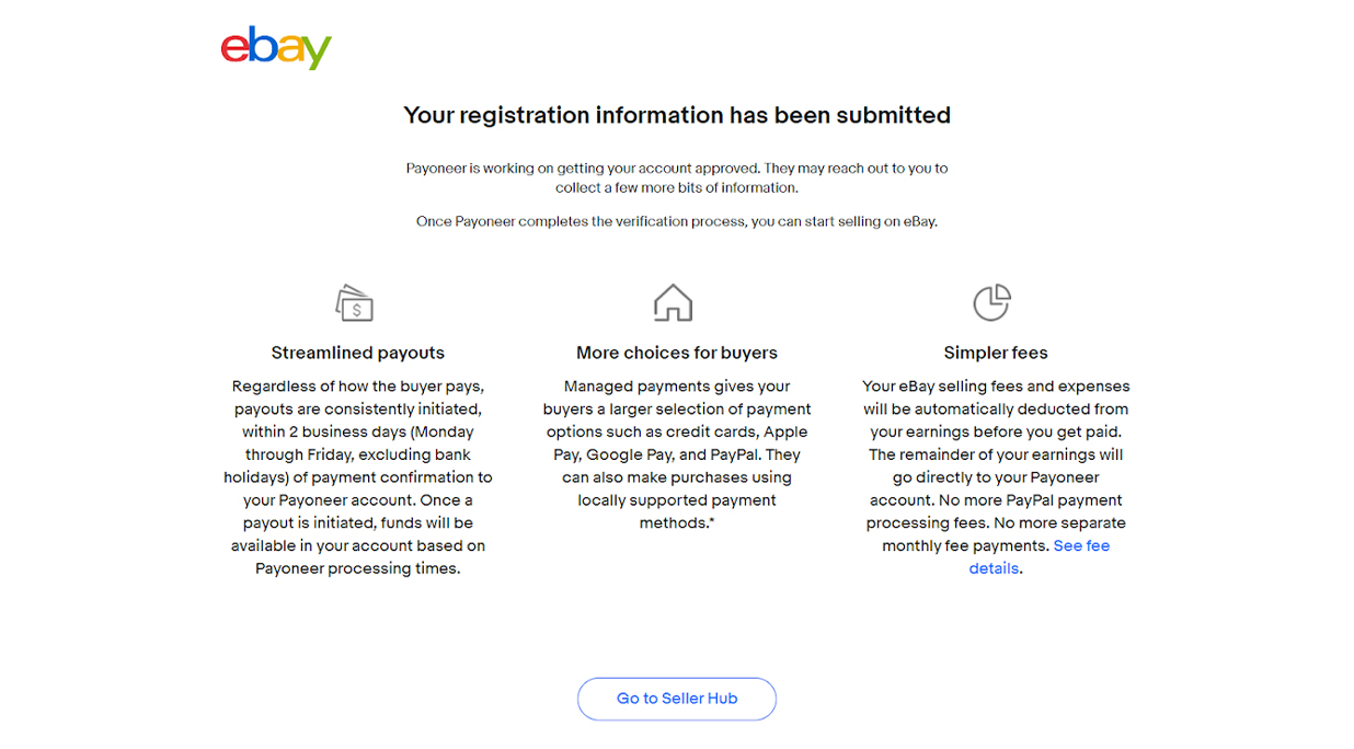 eBay Seller Registration: Registration Information has been Submitted